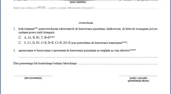 Jak uzyskać zaświadczenie lekarskie do prawa jazdy - który lekarz?